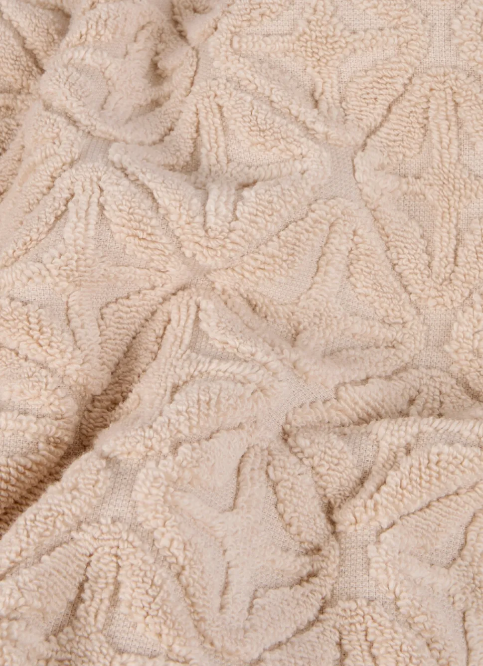 Bouchara DRAP DE BAIN EN VELOURS JULIAN MOTIF GÉOMÉTRIQUE BEIGE