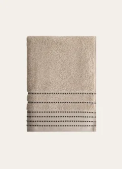 Discount Bouchara DRAP DE DOUCHE EN COTON DÉTAILS POINTS BEIGE