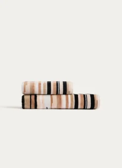 New Bouchara DRAP DE DOUCHE EN VELOURS À RAYURES MULTICOLORE