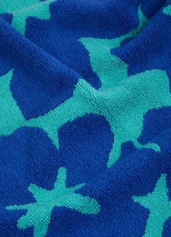 New Bouchara DRAP DE DOUCHE JACQUARD BICOLORE AVEC MOTIF FLORAL BLEU/VERT