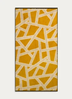 New Bouchara DRAP DE DOUCHE JACQUARD MOTIFS GÉOMÉTRIQUES JAUNE OCRE