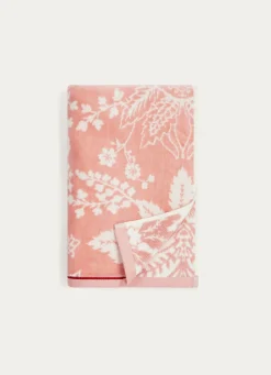 Outlet Bouchara DRAP DE DOUCHE JADE À GRANDS MOTIFS FLORAUX ROSE CLAIR