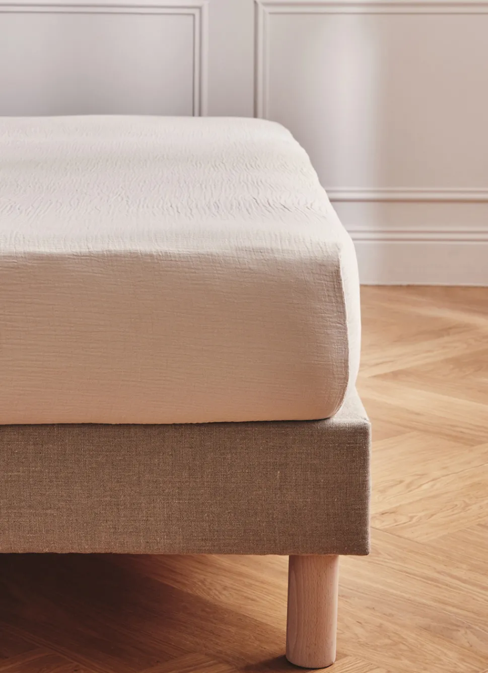 Clearance Bouchara DRAP HOUSSE EN DOUBLE GAZE SABLE