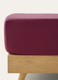 Outlet Bouchara DRAP HOUSSE EN LIN LAVÉ UNI 165GR GRENAT