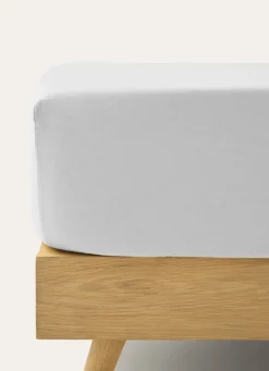 Bouchara DRAP HOUSSE EN LIN LAVÉ UNI 165GR BLANC