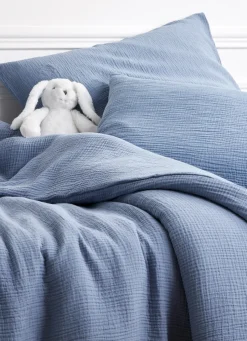 New Bouchara DRAP HOUSSE ENFANT EN GAZE DE COTON BLEU