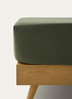 Sale Bouchara DRAP HOUSSE UNI EN COTON LAVÉ BIO KAKI