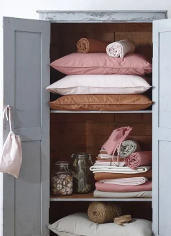 Online Bouchara DRAP HOUSSE UNI EN COTON LAVÉ BIO ROSE CLAIR