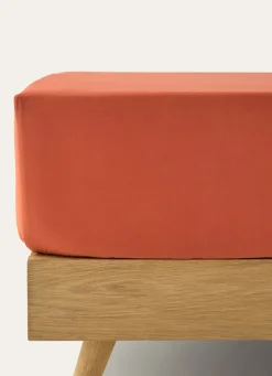 Clearance Bouchara DRAP HOUSSE UNI EN PERCALE DE COTON TERRE