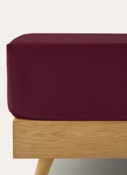 Discount Bouchara DRAP HOUSSE UNI EN PERCALE DE COTON GRENAT