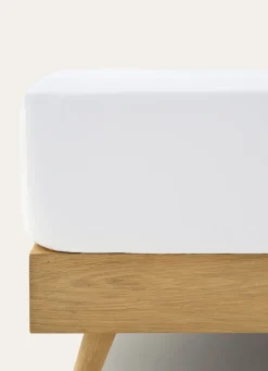 Discount Bouchara DRAP HOUSSE UNI EN PERCALE DE COTON GRAND BONNET BLANC