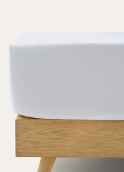 Outlet Bouchara DRAP HOUSSE UNI EN SATIN DE COTON BLANC