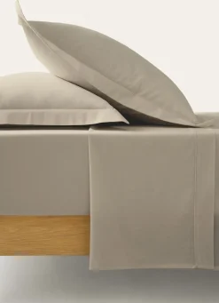 Hot Bouchara DRAP PLAT UNI EN COTON TAUPE CLAIR