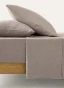 Bouchara DRAP PLAT UNI EN LIN LAVÉ - 165GR TAUPE