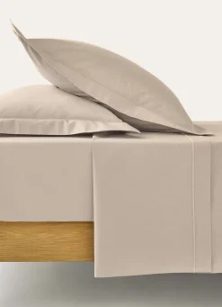 Clearance Bouchara DRAP PLAT UNI EN PERCALE DE COTON SABLE