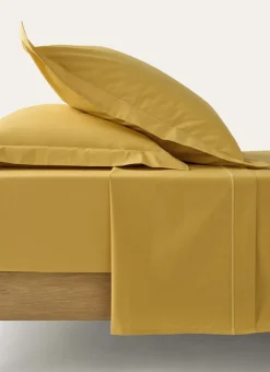 Outlet Bouchara DRAP PLAT UNI EN PERCALE DE COTON MOUTARDE