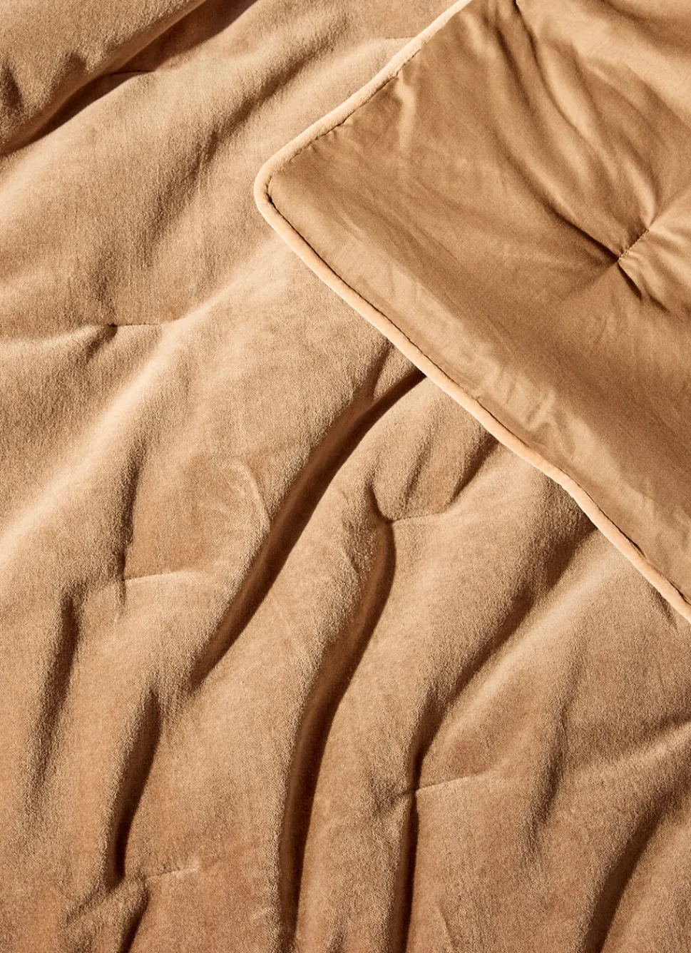 Hot Bouchara ÉDREDON EN VELOURS GANSÉ D'UN BIAIS CONTRASTÉ CHÂTAIGNE