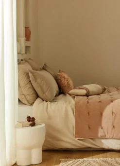 Online Bouchara ÉDREDON EN VELOURS GANSÉ D'UN BIAIS CONTRASTÉ CAFÉ GLACÉ