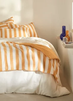 Hot Bouchara ÉDREDON MATELASSÉ EN MÉTIS COTON ET LIN CAFÉ MOUTARDE