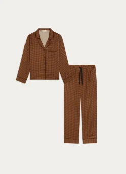 Bouchara ENSEMBLE PYJAMA EN SATIN IMPRIMÉ GÉOMÉTRIQUE MARRON