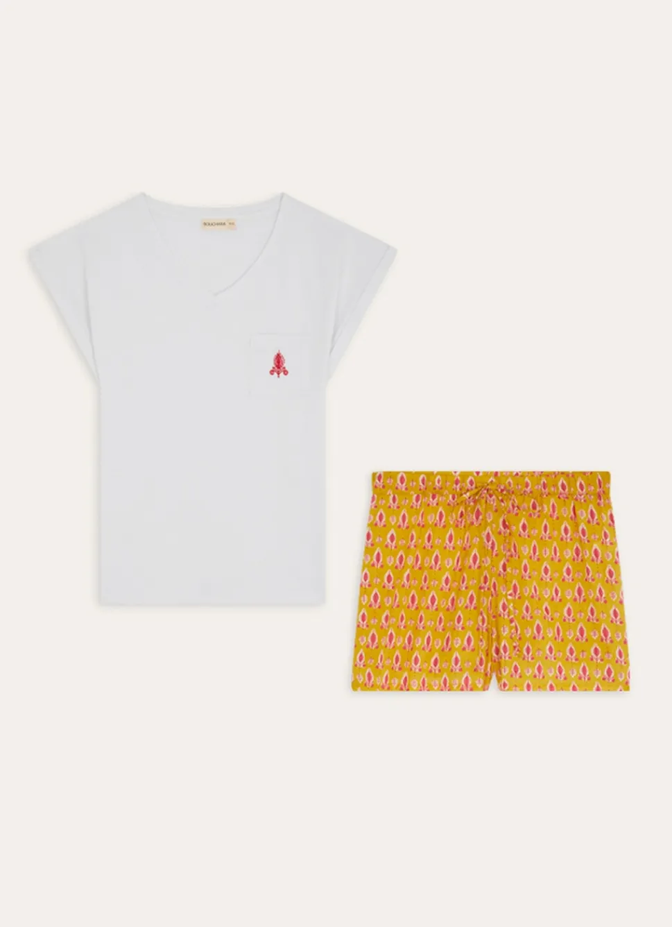 Outlet Bouchara ENSEMBLE PYJAMA SHORT EN COTON IMPRIMÉ JAUNE