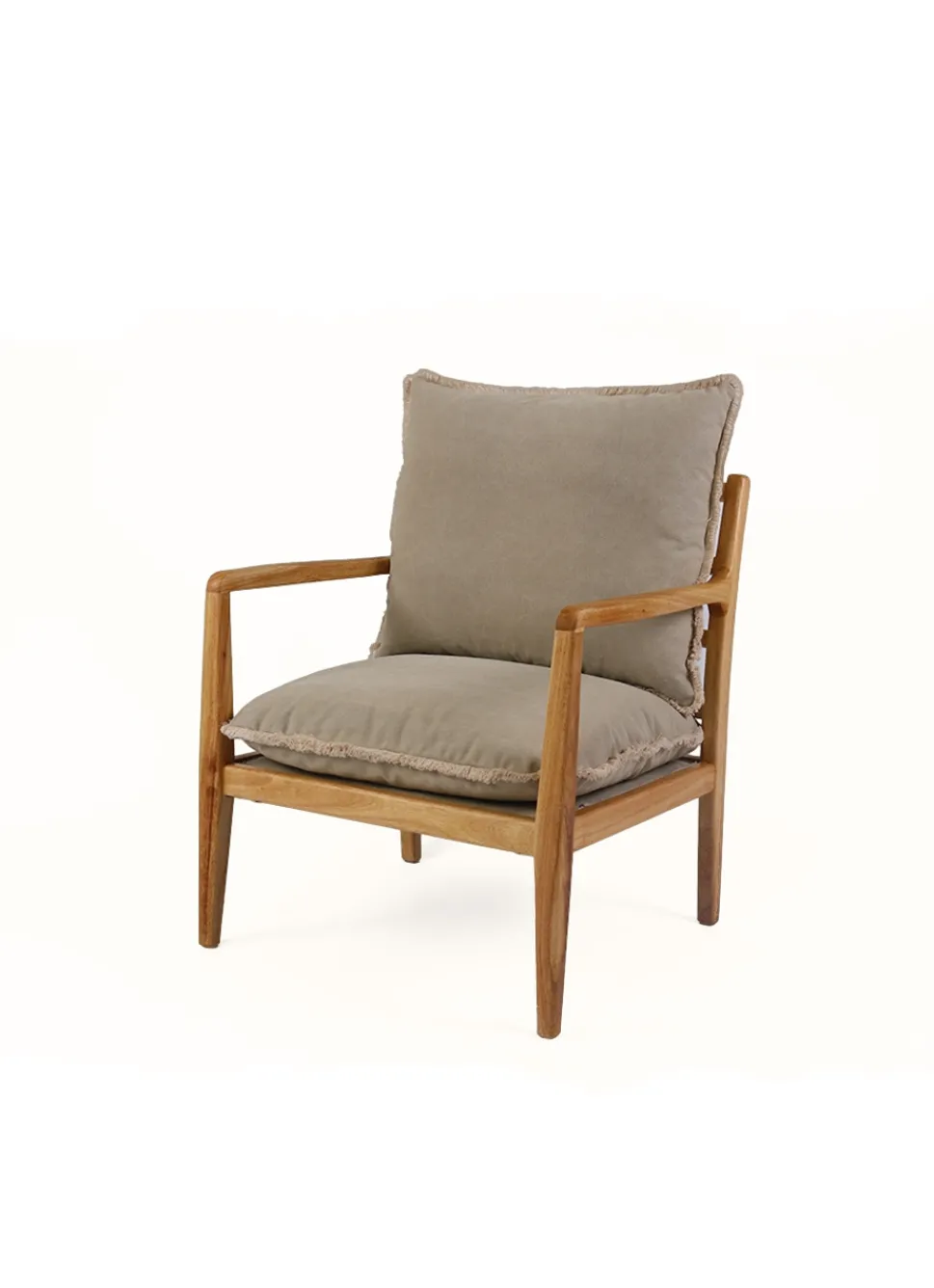 Discount Bouchara FAUTEUIL EN BOIS AVEC COUSSINS DÉHOUSSABLES BEIGE