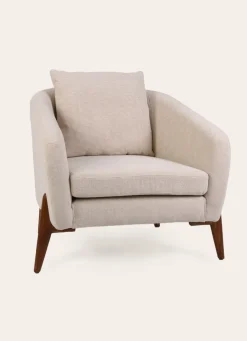 Clearance Bouchara FAUTEUIL EN TISSU ET PIEDS EN BOIS BEIGE