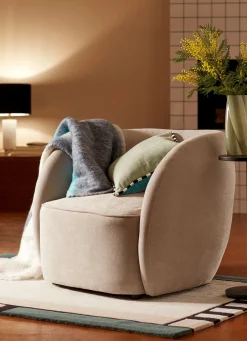 Hot Bouchara FAUTEUIL LARGE EN TISSU - DESIGN SANS PIED GRIS CLAIR