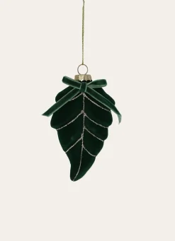 Best Bouchara FEUILLE À SUSPENDRE EN VERRE ET VELOURS VERT SAPIN