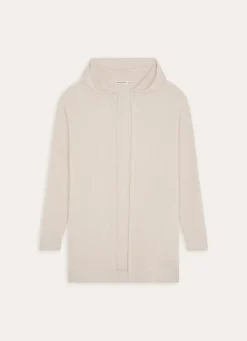 Discount Bouchara GILET LONG À CAPUCHE EN MAILLE NID D'ABEILLE ECRU