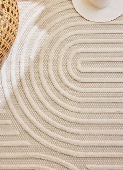 Online Bouchara GRAND TAPIS UNI COURBES ET RAYURES VENISE ÉCRU