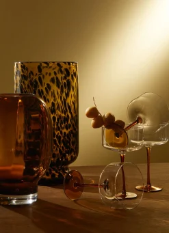 Sale Bouchara GRAND VASE EN VERRE À MOTIF LÉOPARD MARRON/AMBRE