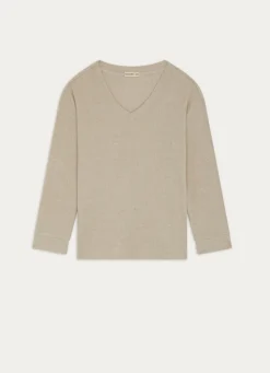 Hot Bouchara HAUT MANCHES LONGUES COL V EN MAILLE BEIGE