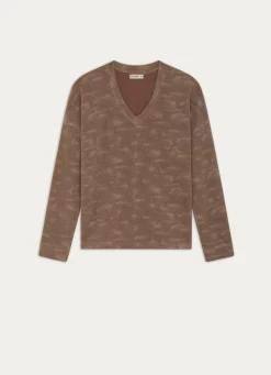 Discount Bouchara HAUT MANCHES LONGUES EN FIL METALLISE ARGILE