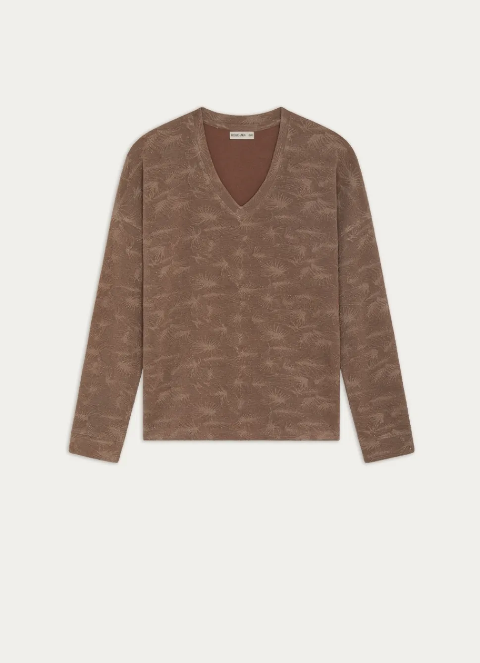 Discount Bouchara HAUT MANCHES LONGUES EN FIL METALLISE ARGILE