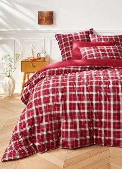 Best Bouchara HOUSSE DE COUETTE À CARREAUX TISSÉ TEINT TORQUHIL ROUGE