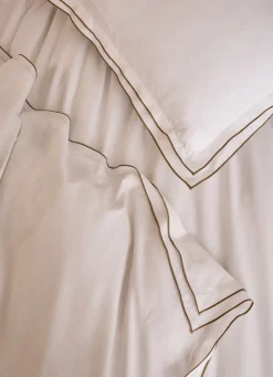 New Bouchara HOUSSE DE COUETTE COTON RECYCLÉ BOURDON CONTRASTÉ BLANC/BRONZE