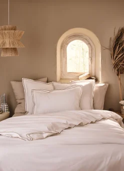 New Bouchara HOUSSE DE COUETTE COTON RECYCLÉ BOURDON CONTRASTÉ BLANC/BRONZE