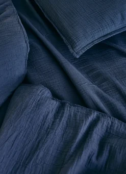 Online Bouchara HOUSSE DE COUETTE DOUBLE GAZE DE COTON INDIGO