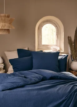 Online Bouchara HOUSSE DE COUETTE DOUBLE GAZE DE COTON INDIGO