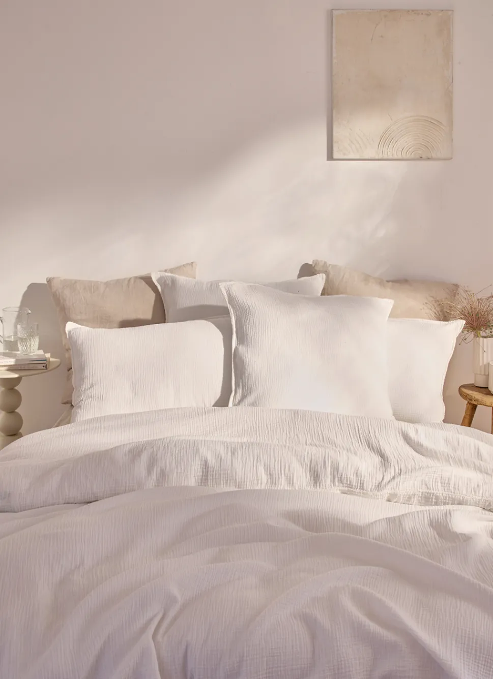 Bouchara HOUSSE DE COUETTE DOUBLE GAZE DE COTON LAIT