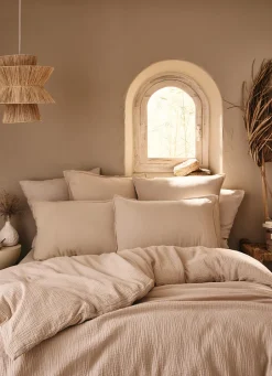 New Bouchara HOUSSE DE COUETTE DOUBLE GAZE DE COTON SABLE