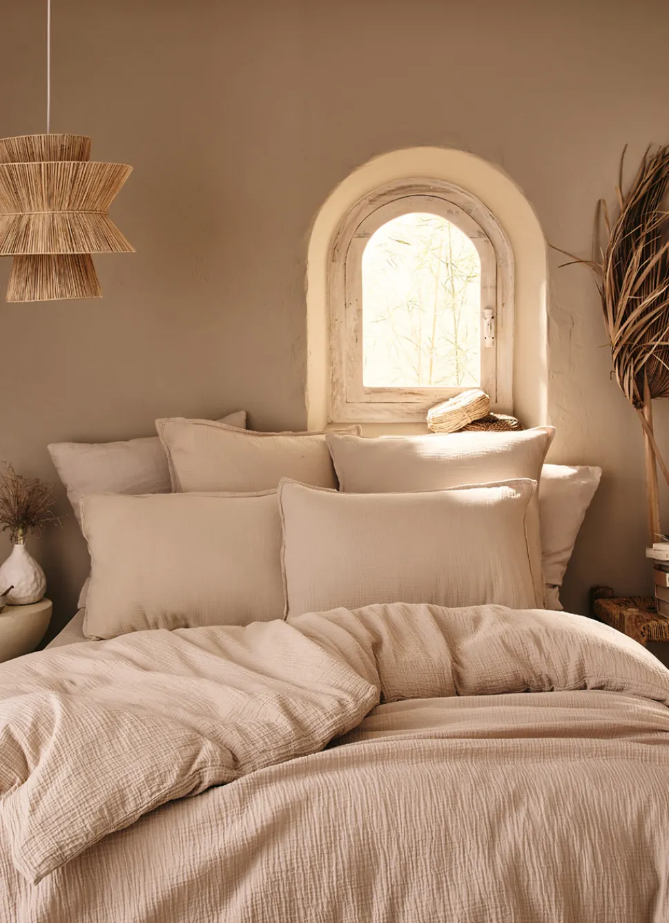 New Bouchara HOUSSE DE COUETTE DOUBLE GAZE DE COTON SABLE