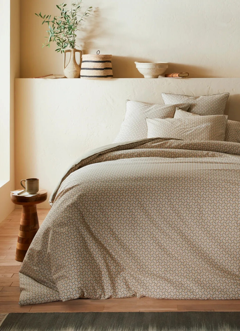 Sale Bouchara HOUSSE DE COUETTE EN COTON IMPRIMÉ GRAPHIQUE vert