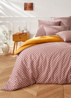Online Bouchara HOUSSE DE COUETTE EN COTON IMPRIMÉ GÉOMÉTRIQUE BORDEAUX