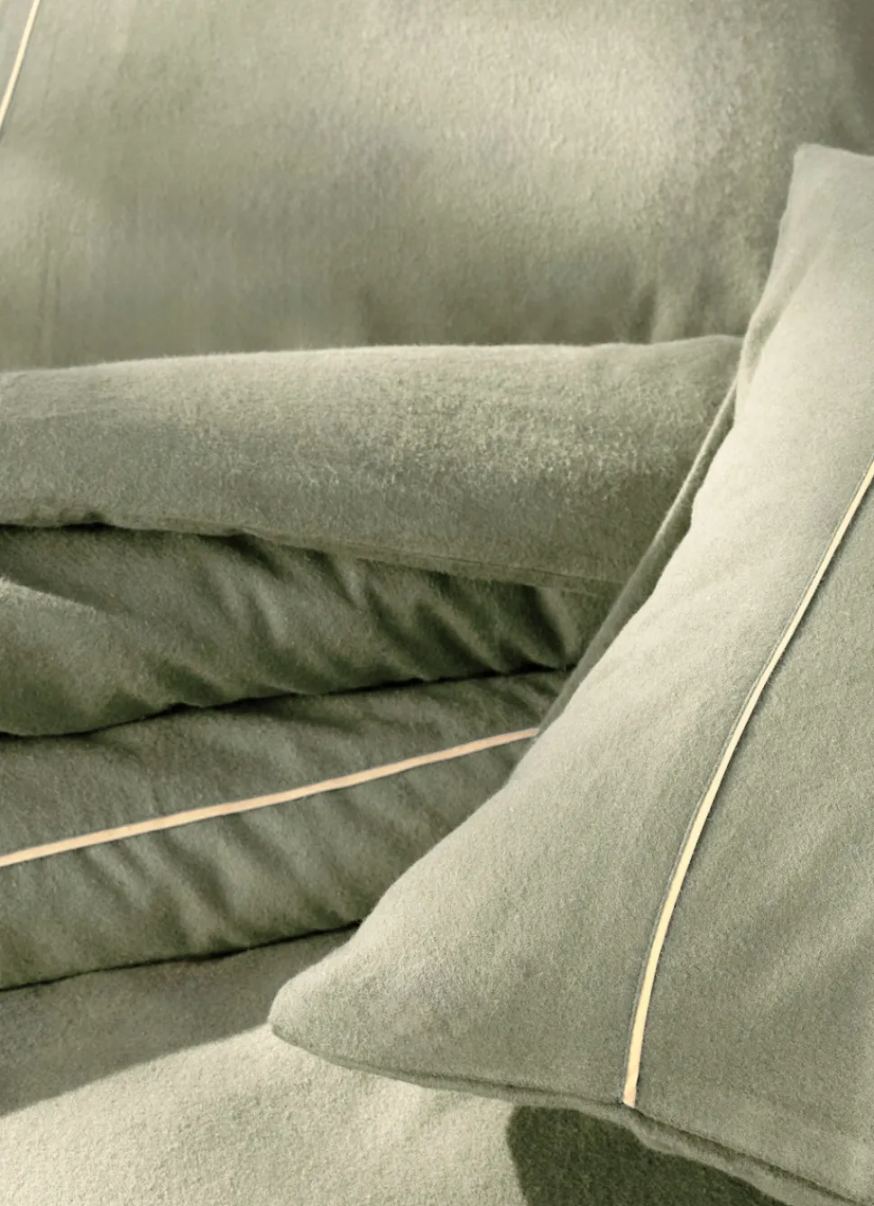 Best Bouchara HOUSSE DE COUETTE EN FLANELLE UNIE RAGOON VERT KAKI