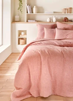 Clearance Bouchara HOUSSE DE COUETTE EN LIN LAVÉ rouge