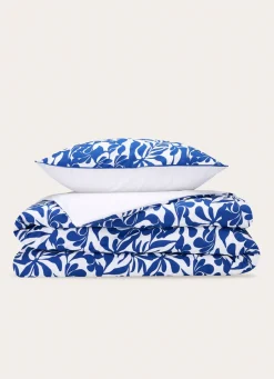 New Bouchara HOUSSE DE COUETTE EN PERCALE IMPRIMÉE FEUILLAGE BLEU