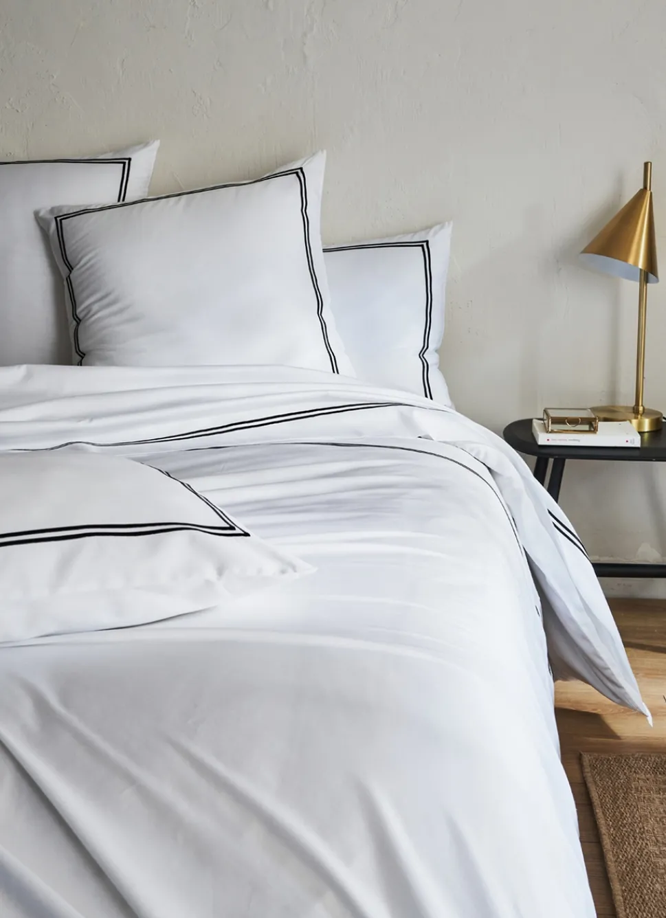 Bouchara HOUSSE DE COUETTE EN SATIN DE COTON SONATE BLANC/NOIR