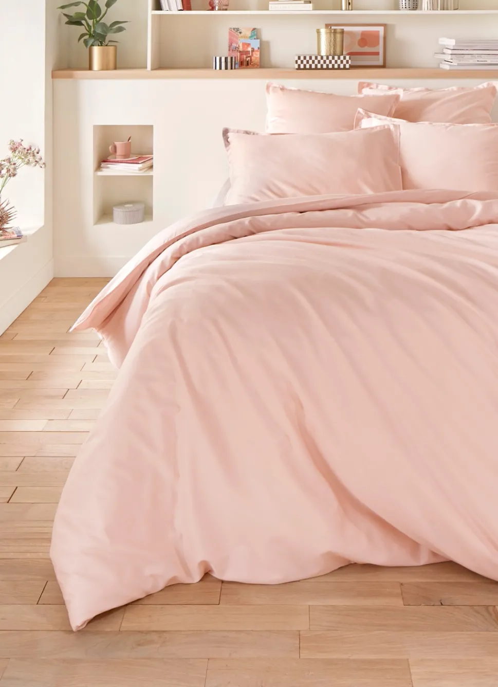 Clearance Bouchara HOUSSE DE COUETTE EN SATIN DE COTON LAVÉ ROSE PALE